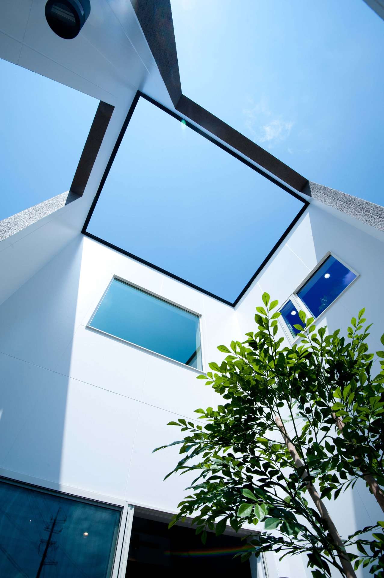 古賀市の注文住宅中庭　リビングや玄関から見える中庭で室内に明かりを取り込み風の通り道になる設計