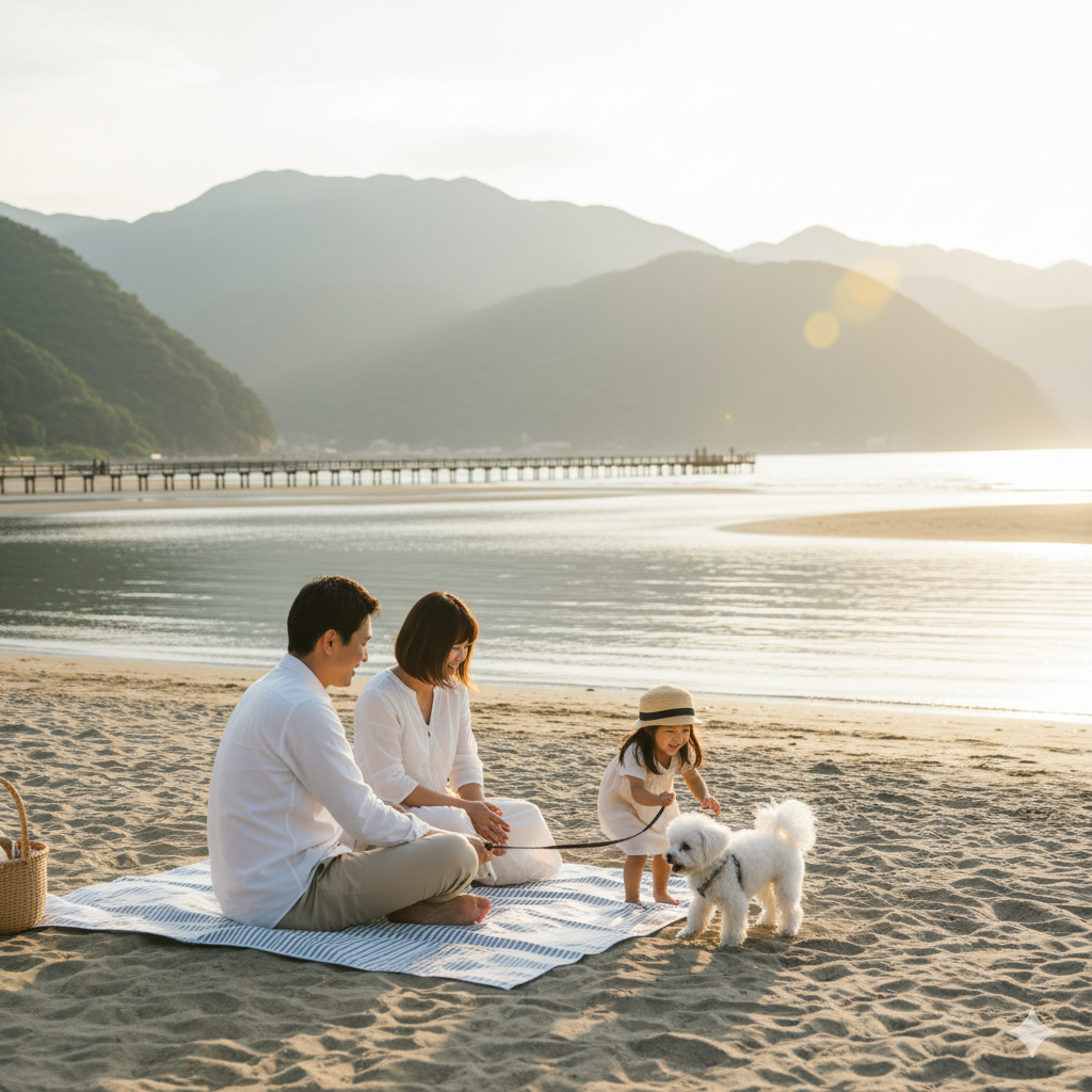 【福岡県福津市】福間海岸でのんびりと過ごす家族の時間