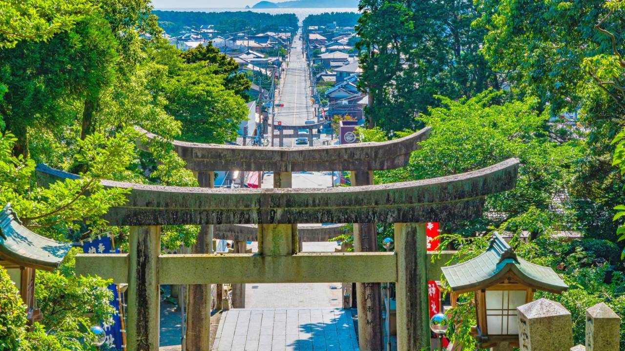 福津市にある宮地嶽神社からの風景